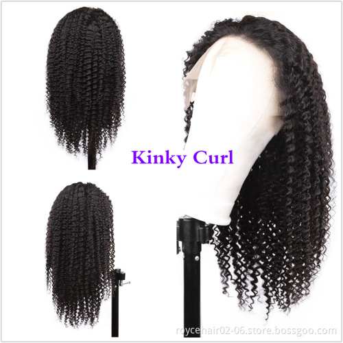 Afro kinky Curly Brazilian Human Hair Swiss HD Film African American 360 Lace Frontal Wigs For Black Women